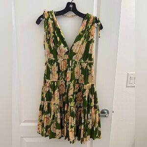 Rebecca Taylor Floral Print Tiered Mesh Dress